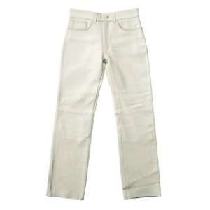  Mens White Leather Motorcycle Regular Jeans Style Pant (40 