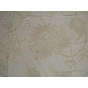 Crewel Fabric Flora White on White Cotton