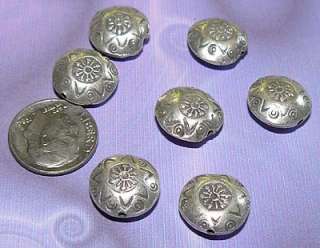 Thai Karen Hill Tribe Silver Bead Floral Puff Coin  