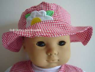 DOLL CLOTHES fits Bitty Baby Red Gingham Dress Sun Hat  