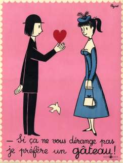 Original 1954 Linen backed RAYMOND PEYNET Couple in Love poster 