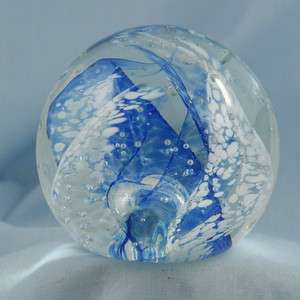 Selkirk Glass   Paperweight Scotland   Windswept Blue   c2000  