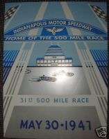 1947 INDIANAPOLIS INDY 500 RACE PROMO POSTER Mauri Rose  
