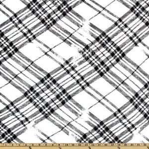  56 Wide Slub Rayon Jersey Knit Plaid White/Black Fabric 