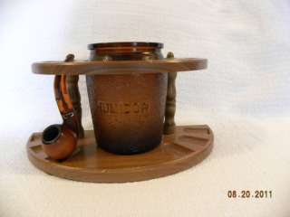 Tobacco Pipe Stand with Humidor Jar and Pipe  