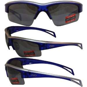 Global Vision Top Gun Sunglasses Blue Frame Flash Mirror Lens ANSI Z87 