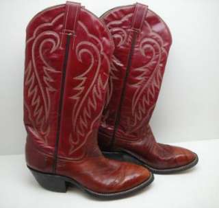 Cowtown Eel Skin Dark Red Cowboy Boots Mens 6 Women 7  