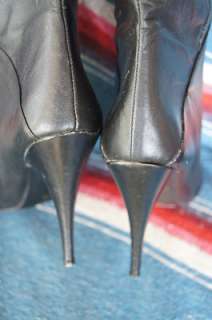 Wild Pair Thigh Thigh Leather Black OTK 3.75 heels w/ Metal 7 B 