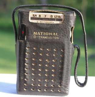 Vtg National Matsushita 6 Transistor AM Radio T 19, Leather Case 