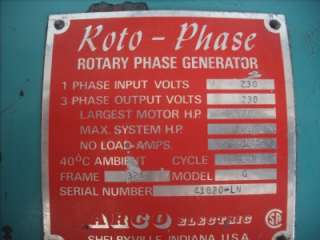 ARCO Roto Phase 60HP Rotary Phase Converter / Generator  