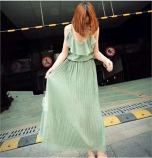 Fashion New Women Bohemia Flouncing Skirt Pleated Long Maxi Dress 