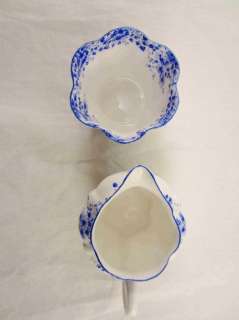 Antique Shelley England Dainty Blue Fine Bone China Creamer & Sugar 