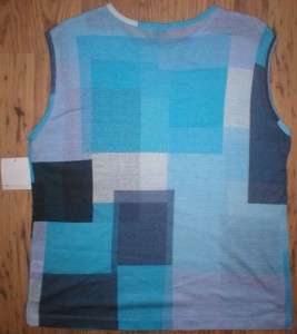   Mens XXL Sleeveless Dress Shirt Tank Top Blue geometric design  