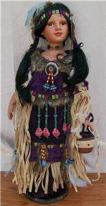 22 IN PORCELAIN INDIAN Reproduction DOLL KATHLEEN NEW  