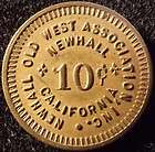 1949 51 Newhall (Placeritos Movie Ranch) California 10¢ token   Old 