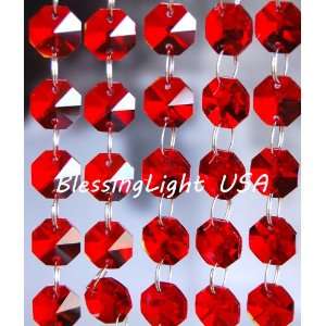   Long of Red Lead Glass Crystal Octagon Chandelier Prisms Pedants Parts