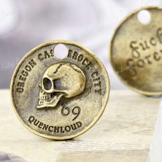 5pcs Skull fashion charms vintage Antique Brass TS7421  