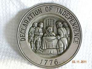 Pewter Declaration of Independance Wall Plate  