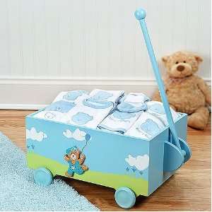  Welcome to the World Blue Baby Wagon   Ten Piece Gift 