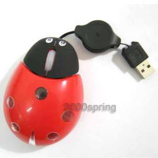 Ladybug PC Laptop Retractable USB Optical scroll mouse  