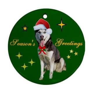 HUSKY DOG CHRISTMAS XMAS TREE PORCELAIN ORNAMENT GIFT  