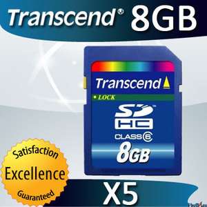 Transcend 8GB Class 6 SDHC Memory card X5 8 GB SD NEW  