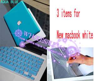 AQUA BLUE FOR Apple New WHITE MacBook 13 A1342 Crystal Hard Case 