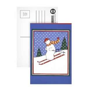  Snowman on Skis by Lavinia Hamer   Postcard (Pack of 8 