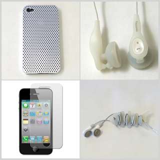 Apple iPhone 4 Silver Mesh Back Case & Earphone Bundle  