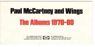 PAUL McCARTNEY WINGS The ALBUMS 1970 80 Original Promo MPL Brochure 