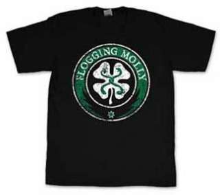 New Authentic Flogging Molly Shamrock Logo Adult T Shirt   