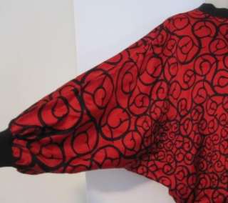 vtg 80s red and black drop waist dolman sleeve dress S  