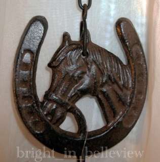 Rustic Cast Iron Bell Chime w/ Horse shoe & Horse Head ~ Proceeds 