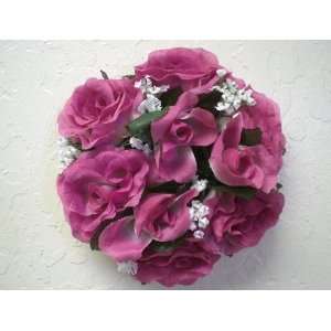  Set of 6 MAUVE Rose Flower 3 Candle Rings Silk Wedding 
