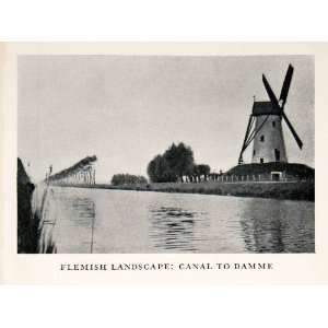  1945 Print Flemish Flanders Dutch Belgium Canal Damme 