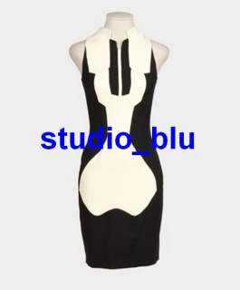ANTONIO BERARDI Black White Wool Mod Print Dress 40 4  