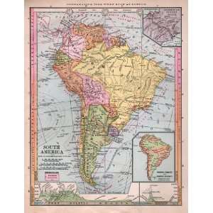    Monteith 1885 Antique Map of South America