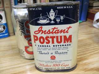 vintage 1936 INSTANT POSTUM COUNTRY STORE TIN CAN AMARICANA  