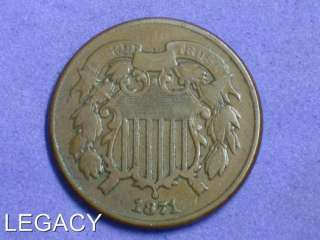 1871 U.S. 2 ¢ CENT PIECE SCARCE DATE 140 YEARS OLD (YP  