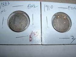 Nickels  1883nc  1910  1912  1912 DVG FINE grade  D  