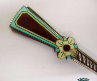 Colorful Russian 916 Silver And Enamel Spoon 1960s  