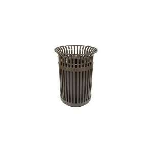   Gallon Outdoor Trash Can w/ Metal Flat Top Lid, Brown