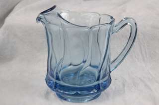 L339 VINTAGE FOSTORIA GLASS BLUE JAMESTOWN ICE PITCHER  