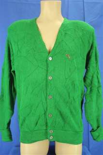 NEW 60s Steeplechase Bright Kelly Green Arcylic Cardigan Sweater Small 
