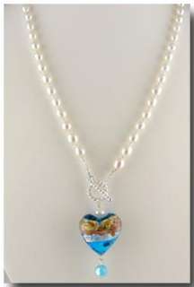 Murano Glass Sterling Silver Lariat Necklace n949 ITALY  