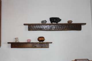 264 set of two shelves, 1800s Knotty Pine, saw cut and hand hewn 