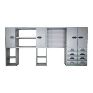   Cabinet, Two Cabinet, Three Shelf, Eight Drawer, and Slat Wall Storage