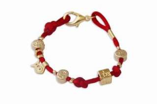 Charms bracelet silk red gold plated charms fish Kabbalah pulsera 