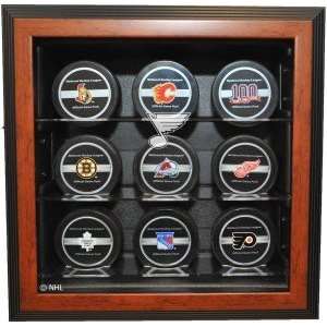  St. Louis Blues 30 Puck Cabinet Style Display Case, Brown 