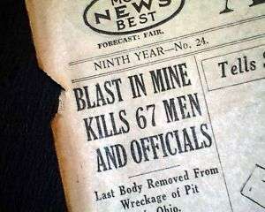 1930 MILLFIELD MINE DISASTER Athens Ohio OH Newspaper *  
